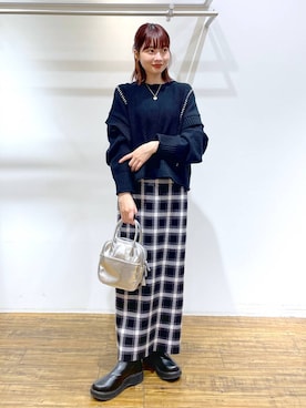 「LOWRYS FARM（ローリーズファーム）のステンレスプレートネックレス　973053（ネックレス）」を使った、narumiさん（レディース・151cm・20代）の秋コーディネート