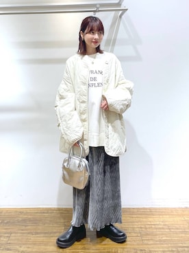 「LOWRYS FARM（ローリーズファーム）のステンレスプレートネックレス　973053（ネックレス）」を使った、narumiさん（レディース・151cm）の秋コーディネート