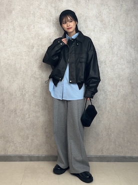 「GRL」｜「アイテム（ニットキャップ/ビーニー）」を使った、yunさん（レディース・153cm）の冬コーディネート
