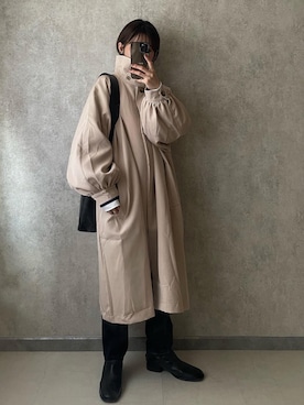 「ECRIRE（エクリール）のアイテム（ステンカラーコート）」を使った、yunさん（レディース・153cm）の冬コーディネート