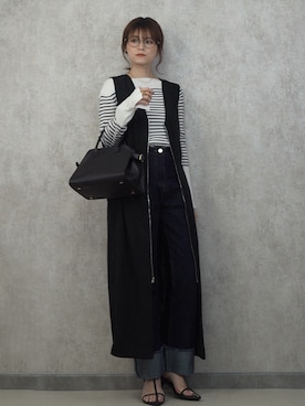 「ECRIRE（エクリール）のアイテム（ジャンパースカート）」を使った、yunさん（レディース・153cm）の春コーディネート