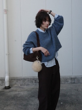 「アイテム（ニット/セーター）」を使った、yunさん（レディース・153cm）の秋コーディネート