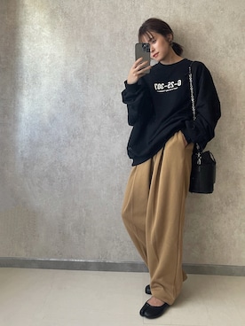 「HWG_5（エイチダブルゴー）のアイテム（スウェット）」を使った、yunさん（レディース・153cm）の秋コーディネート
