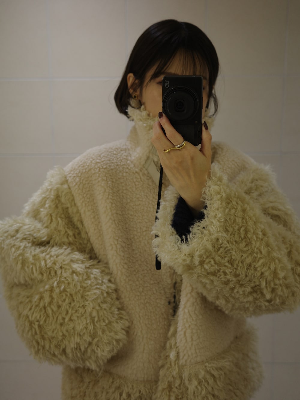 「アングリッド、yunco_de、153cm」｜「Ungridのボアコンビムートンブルゾン（ムートンコート、ホワイト系）」を使った、yunさん（レディース・153cm）の冬コーディネートの1枚目の写真