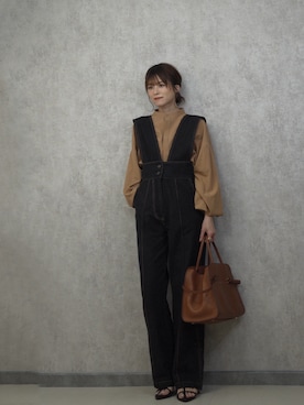 「ap retro（アプレトロ）のアイテム（オールインワン・サロペット）」を使った、yunさん（レディース・153cm）の春コーディネート