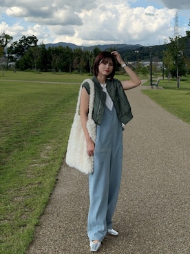 「秋先取りコーデ」｜「アイテム（オールインワン・サロペット）」を使った、yunさん（レディース・153cm）の夏コーディネート