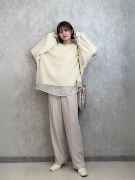 「オーガンジー」｜「アイテム（スウェット）」を使った、yunさん（レディース・153cm）の春コーディネート