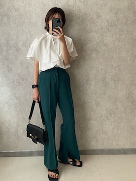 「ECRIRE（エクリール）のアイテム（パンツ）」を使った、yunさん（レディース・153cm）の夏コーディネート