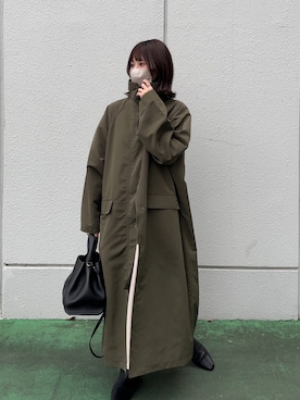 「アイテム（ステンカラーコート）」を使った、yunさん（レディース・153cm）の冬コーディネート