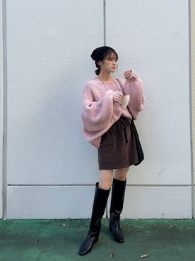 「DHOLIC（ディーホリック）のアイテム（スラックス）」を使った、yunさん（レディース・153cm）の秋コーディネート