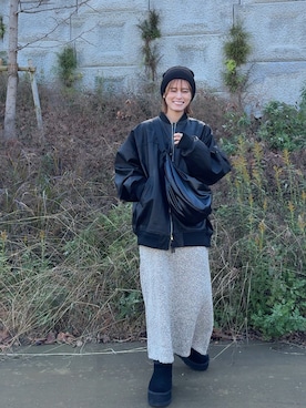 「153cm」｜「アイテム（帽子）」を使った、yunさん（レディース・153cm）の冬コーディネート