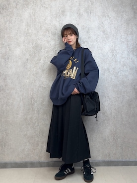 「153cm」｜「アイテム（帽子）」を使った、yunさん（レディース・153cm）の冬コーディネート