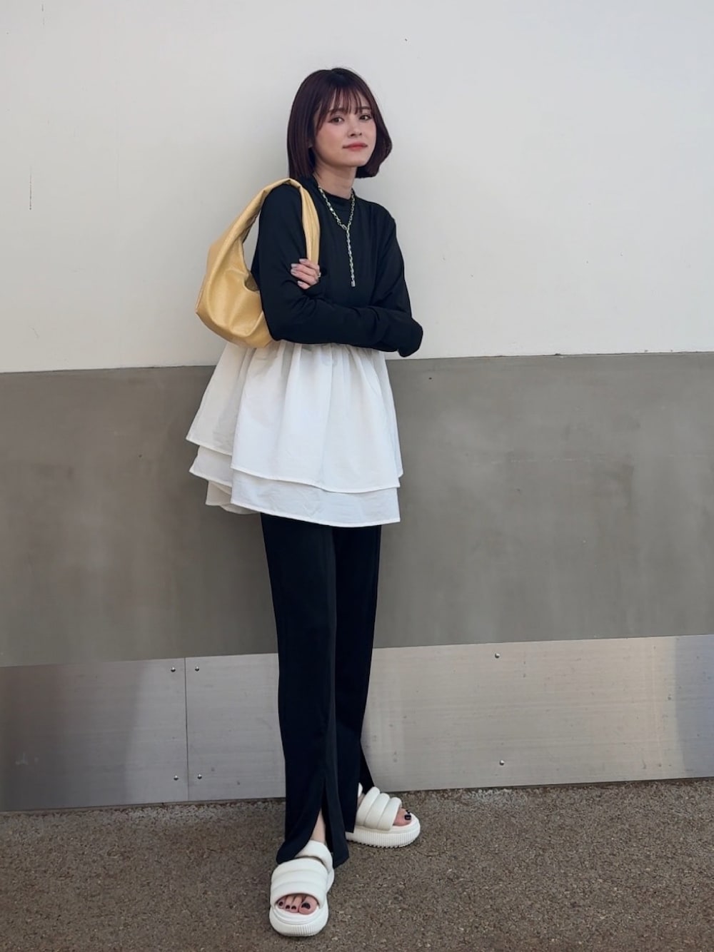 「ラッシュガード、PR、153cmコーデ」｜「AMELYの【インフルエンサーコラボ】ラッシュガード セットアップ（ラッシュガード、ホワイト系）」を使った、yunさん（レディース・153cm）の春コーディネートの1枚目の写真