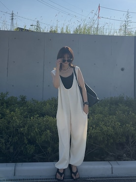 「153cm」｜「アイテム（オールインワン・サロペット）」を使った、yunさん（レディース・153cm）の夏コーディネート