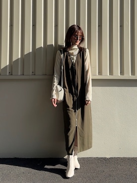 「ECRIRE（エクリール）のアイテム（ジャンパースカート）」を使った、yunさん（レディース・153cm）の夏コーディネート
