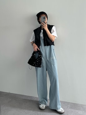 「153cm」｜「アイテム（オールインワン・サロペット）」を使った、yunさん（レディース・153cm）の秋コーディネート
