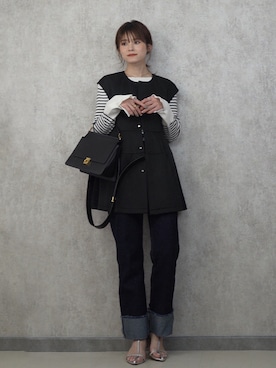 「UR'S（ユアーズ）のアイテム（ベスト）」を使った、yunさん（レディース・153cm）の春コーディネート