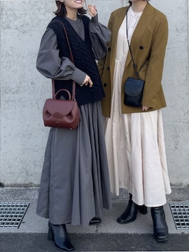 「ECRIRE（エクリール）のアイテム」を使った、yunさん（レディース・153cm）の冬コーディネート