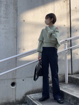 「UNE MANSION（ユヌマンション）のアイテム（ブーツ）」を使った、yunさん（レディース・153cm）の冬コーディネート