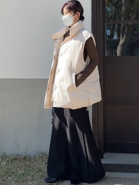 「153cm」｜「アイテム（ダウンジャケット/コート）」を使った、yunさん（レディース・153cm）の秋コーディネート
