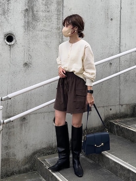 「DHOLIC（ディーホリック）のアイテム（スラックス）」を使った、yunさん（レディース・153cm）の秋コーディネート