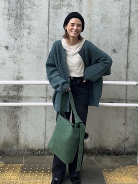 「tiptop（ティップトップ）の前後2wayニットカーディガン（カーディガン/ボレロ）」を使った、yunさん（レディース・153cm）の秋コーディネート