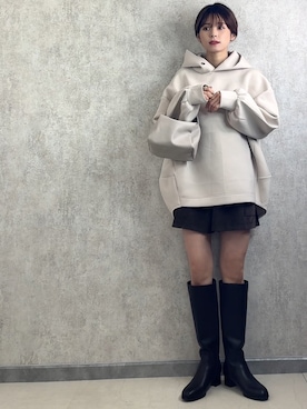 「DHOLIC（ディーホリック）のアイテム（スラックス）」を使った、yunさん（レディース・153cm）の冬コーディネート