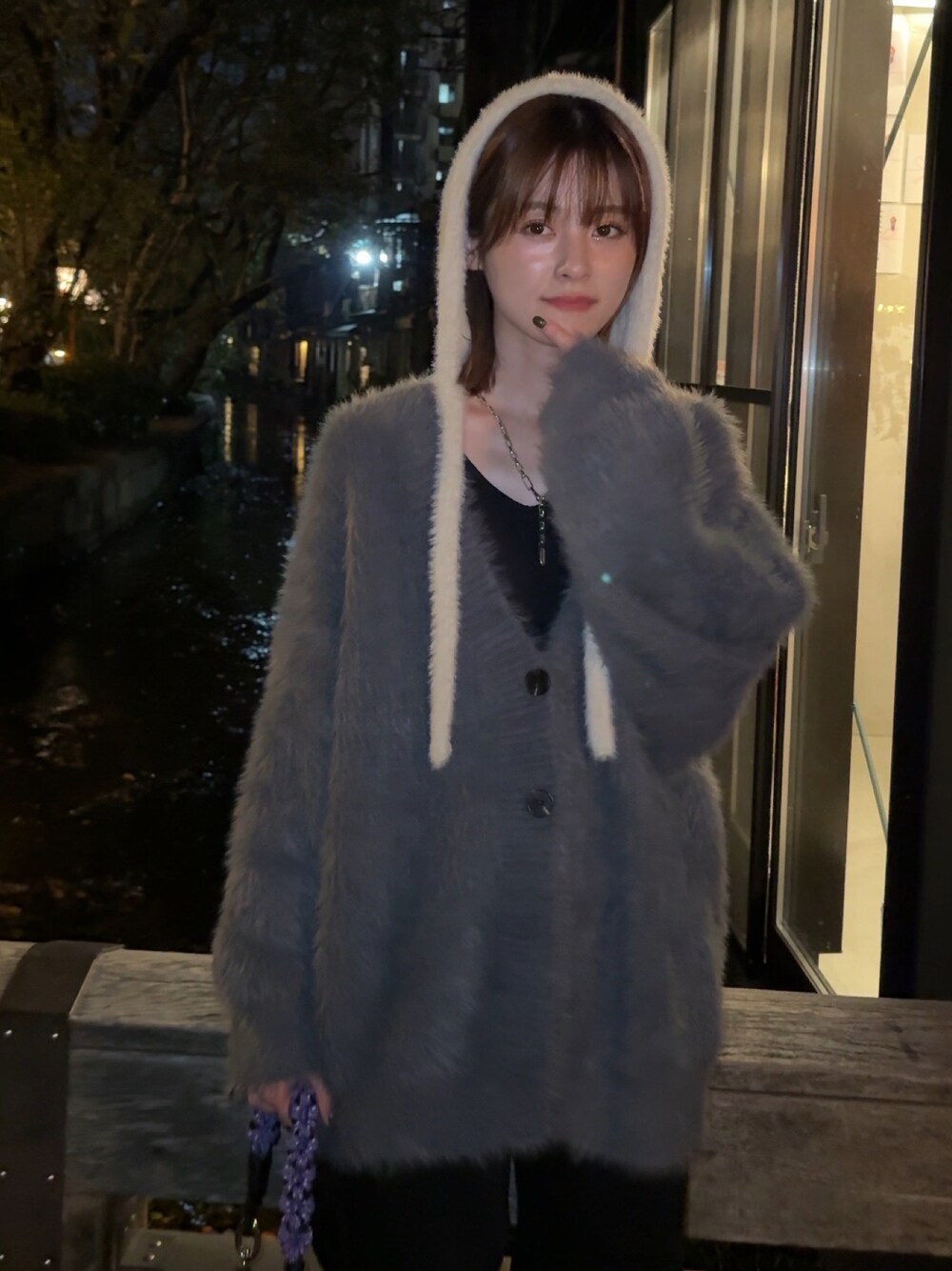 「ファッションを楽しもう、秋冬コーデ、fifth、フライトニットキャップ、153cm、yunco_de、低身長」｜「DISCOATのシャギーフライトニットキャップ（ニットキャップ/ビーニー、グリーン系）」を使った、yunさん（レディース・153cm）の秋コーディネートの1枚目の写真