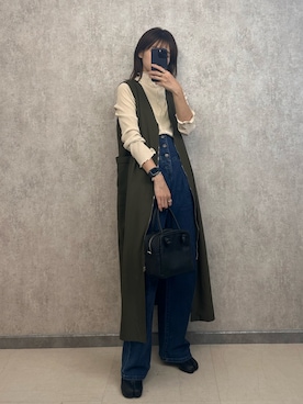 「ECRIRE（エクリール）のアイテム（ジャンパースカート）」を使った、yunさん（レディース・153cm）の秋コーディネート