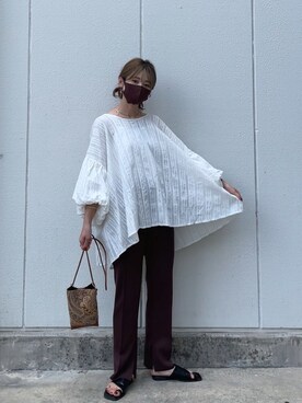 「AMAIL（アマイル）のアイテム（シャツ/ブラウス）」を使った、yunさん（レディース・153cm）の夏コーディネート