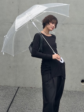 「TELOPLAN（テーロプラン）のアイテム（トップス、ブラック系）」を使った、yunさん（レディース・153cm）の春コーディネート