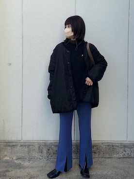 「tiptop（ティップトップ）のアイテム（ノーカラージャケット）」を使った、yunさん（レディース・153cm）の冬コーディネート