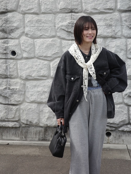 ebure エブール クリアー裏毛 スウェットワイドパンツ グレー ニット  