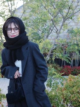 「アイテム（マフラー）」を使った、yunさん（レディース・153cm）の冬コーディネート