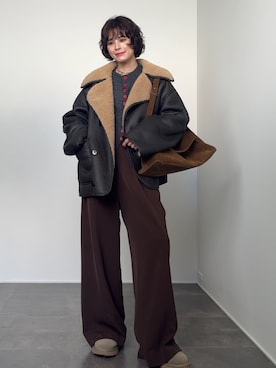 「アイテム（カーディガン/ボレロ）」を使った、yunさん（レディース・153cm）の秋コーディネート