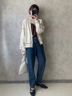 「CLANE（クラネ）のアイテム（ローファー）」を使った、yunさん（レディース・153cm）の冬コーディネート