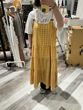 「アイテム（オールインワン・サロペット、イエロー系）」を使った、ZUさん（レディース・164cm）の夏コーディネート