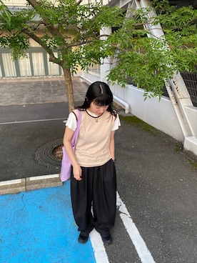 「アイテム（ネックレス、グリーン系）」を使った、こんさんさん（レディース・155cm）の夏コーディネート
