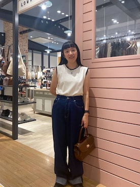 「アイテム（ネックレス、ブラウン系）」を使った、こんさんさん（レディース・155cm）の夏コーディネート