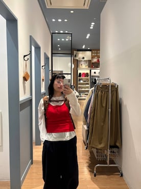 「LOWRYS FARM（ローリーズファーム）のＵＳＥＦＵＬシアープルオーバー　580950（Tシャツ/カットソー、ホワイト系）」を使った、こんさんさん（レディース・155cm）の春コーディネート