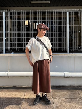 「アイテム（ハンチング/ベレー帽）」を使った、こんさんさん（レディース・155cm）の夏コーディネート