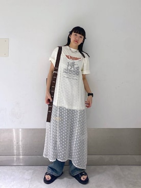 「アイテム（ボディバッグ/ウエストポーチ、ブラウン系）」を使った、こんさんさん（レディース・155cm）の夏コーディネート