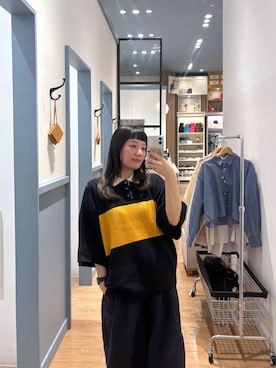 「LOWRYS FARM（ローリーズファーム）のSETUP可能【LFM(U)】DRYMIXタックバルーンパンツ　 658954（デニムパンツ、ブルー系）」を使った、こんさんさん（レディース・155cm）の春コーディネート