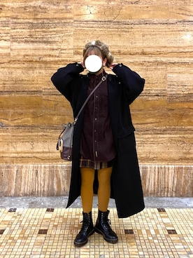 「古着」｜「アイテム（ダッフルコート）」を使った、sayanoさん（レディース・158cm）の冬コーディネート