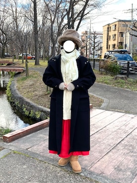 「古着」｜「アイテム（ダッフルコート）」を使った、sayanoさん（レディース・158cm）の冬コーディネート