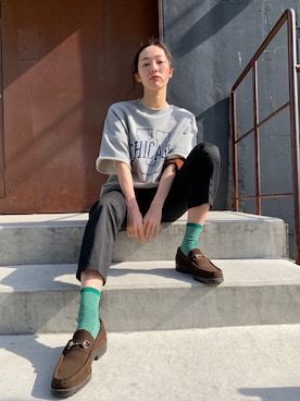 「アイテム（ローファー）」を使った、risaaxoxoさん（レディース・172cm・30代）の春コーディネート