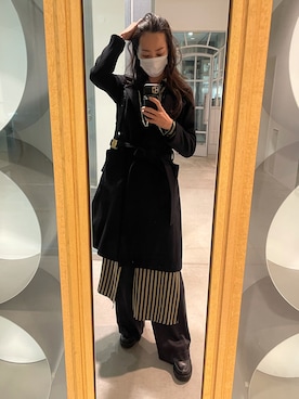 「アイテム（シャツワンピース、ゴールド系）」を使った、risaaxoxoさん（レディース・172cm）の冬コーディネート