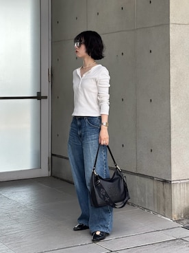 「russet（ラシット）のアイテム（ショルダーバッグ）」を使った、AIさん（レディース・159cm）の秋コーディネート