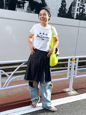 「INFLATION（インフレーション）のアイテム」を使った、みょん／ALAND STAFFさん（レディース・164cm）の夏コーディネート