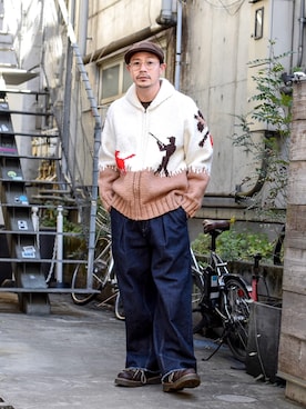 「saby（サバイ）のアイテム」を使った、ICCHOさん（メンズ・170cm）の冬コーディネート